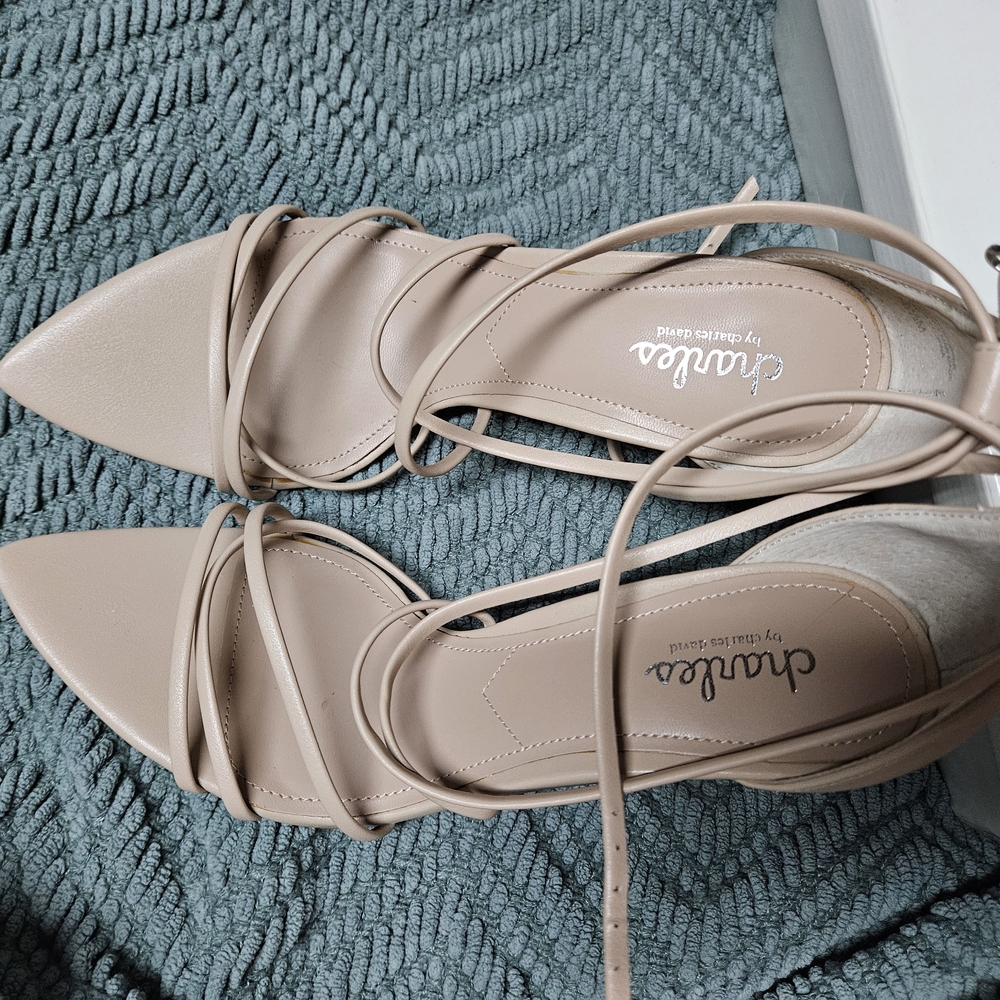 Charles By Charles David Pointed Toe Nude Tan Strappy Heels